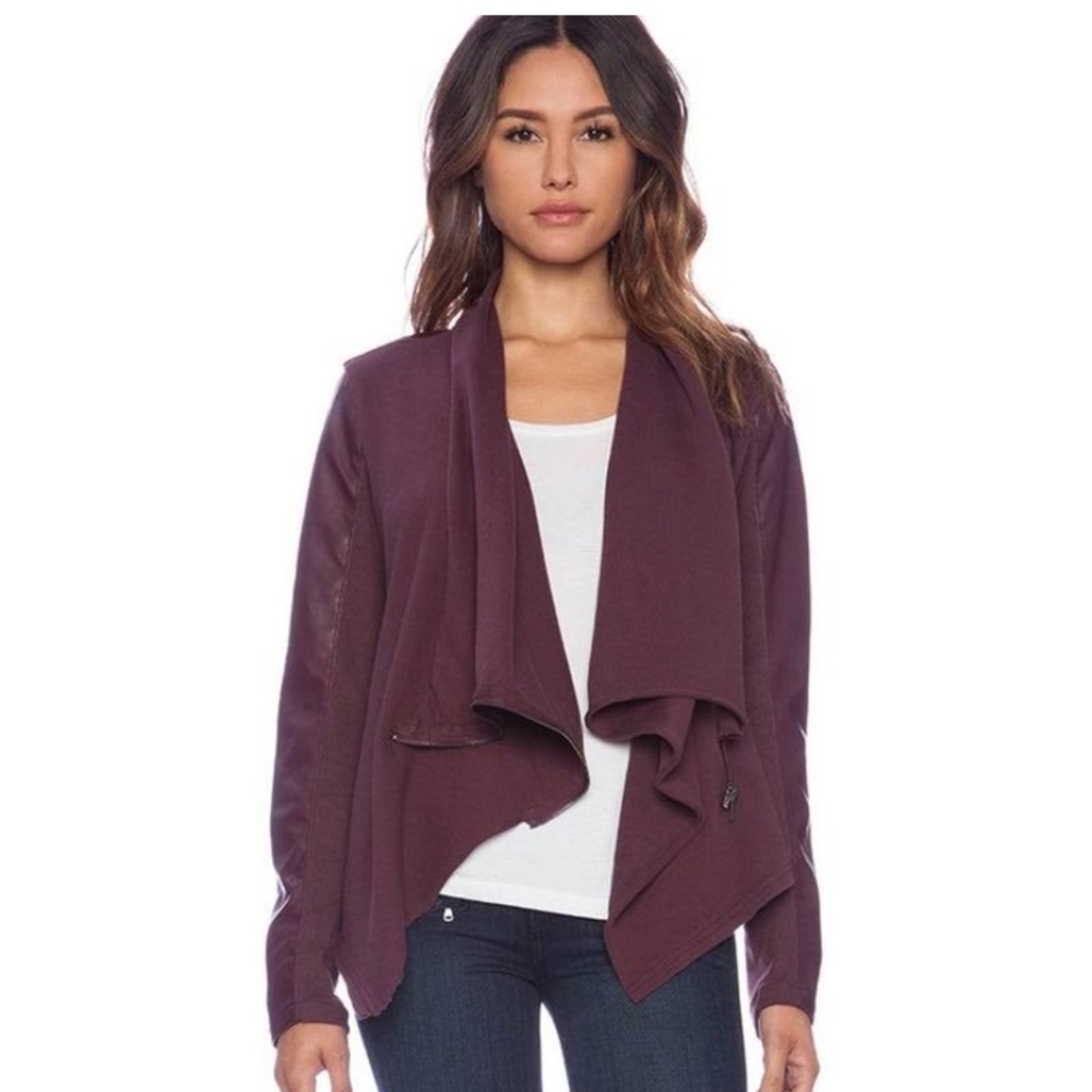 🌹NEW! Faux suede & leather drape front jacket - Picture 2 of 9